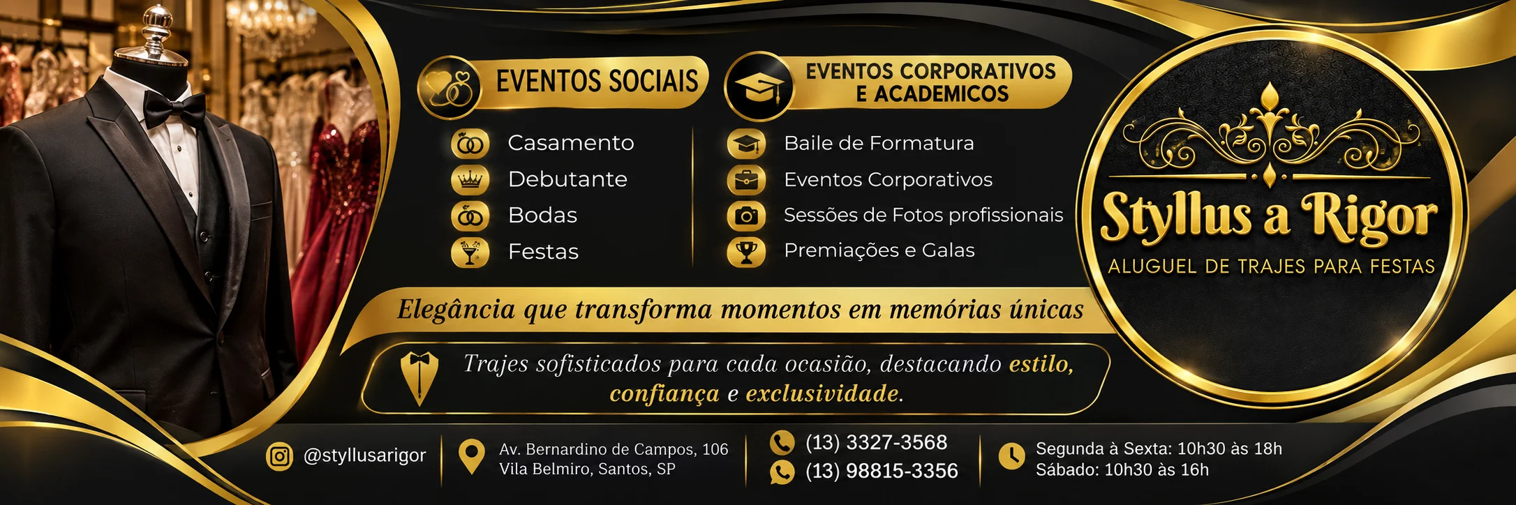 Trajes elegantes para eventos em Santos/SP - Styllus A Rigor